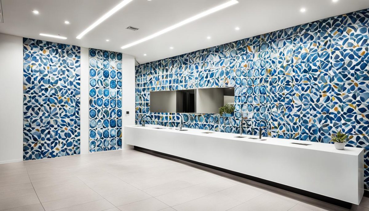 Architectural tiles in a modern commercial space