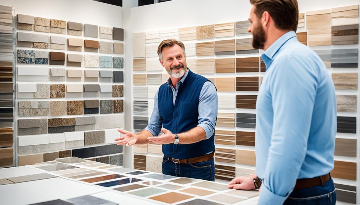 in-store tile shopping experience with expert design consultation